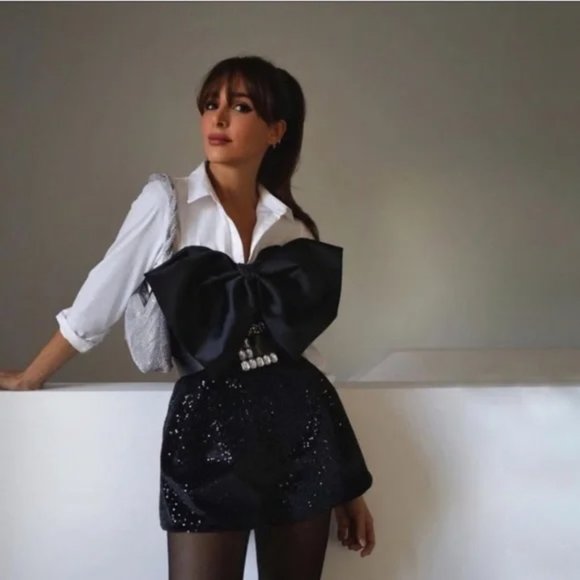 ZARA Bow Trim Sequin Jumpsuit - Picture 8 of 16